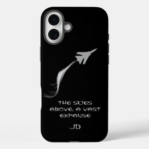 Coques iPhone 16 Plus Monogrammé,Poésie, En vol, Avion avec fumée