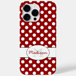 Coque Pour Pour iPhone 14 Pro Max Monogramme pois Rouge Blanc tendance