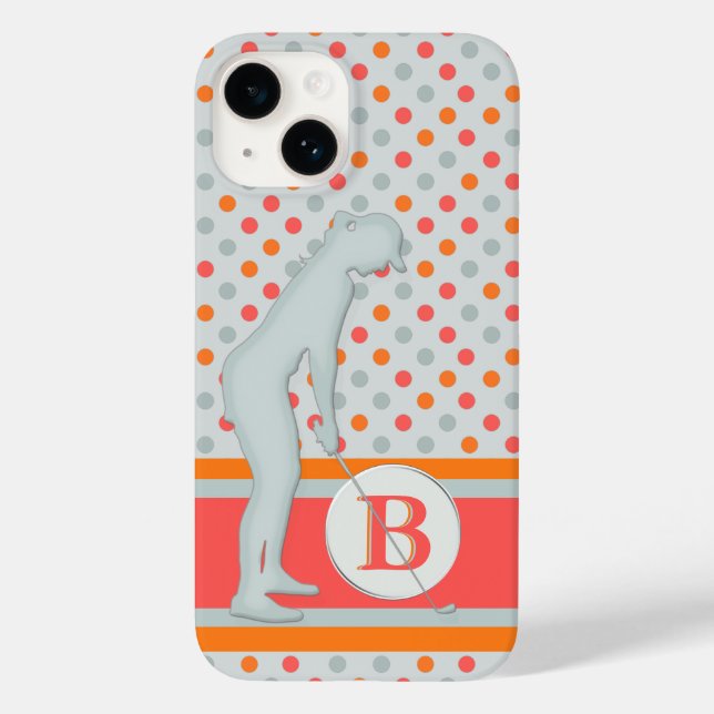 Coques Case-Mate iPhone Monogramme Pois unique Lady Golfer (Verso)