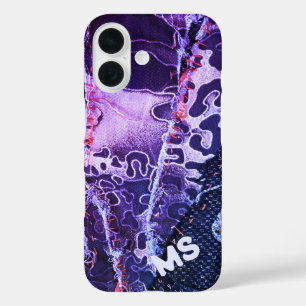 Coque Pour iPhone 16 Monogramme poster de animal léopard rose violet gi