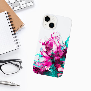 Coque Pour iPhone 14 Monogramme Premier couleur marbre rose Art moderne