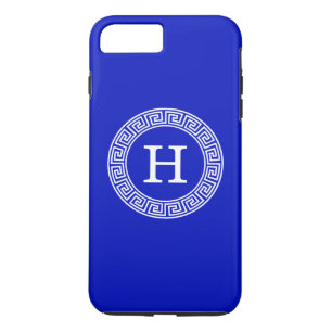 Coque iPhone 8 Plus/7 Plus Monogramme principal grec d'initiale de cadre de