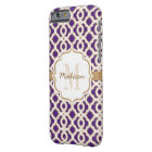 Monogramme Quatrefol mauve et or