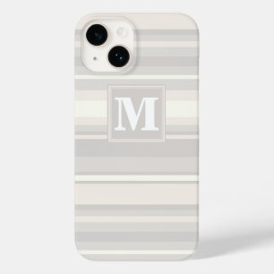 Coque Pour iPhone 14 Monogramme rayures beiges
