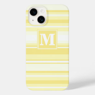 Coque Pour iPhone 14 Monogramme rayures jaunes citron