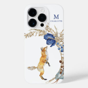 Coque Pour iPhone 14 Pro Monogramme Renard de la Forêt Tropicale Fleur Aqua