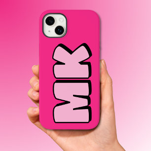 Coque Pour iPhone 14 Plus Monogramme rétro à la mode Preppy Pink