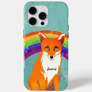 Coque iPhone 15 Pro Max Monogramme Retro Fox Art Aqua tons de terre