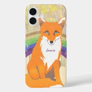 16 Plus Case Monogramme Retro Fox Art Lime Orange Retro iphone