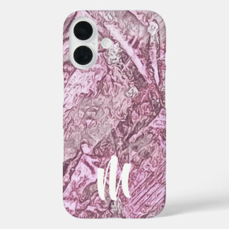 Coque Pour iPhone 16 Monogramme Rose Abstrait