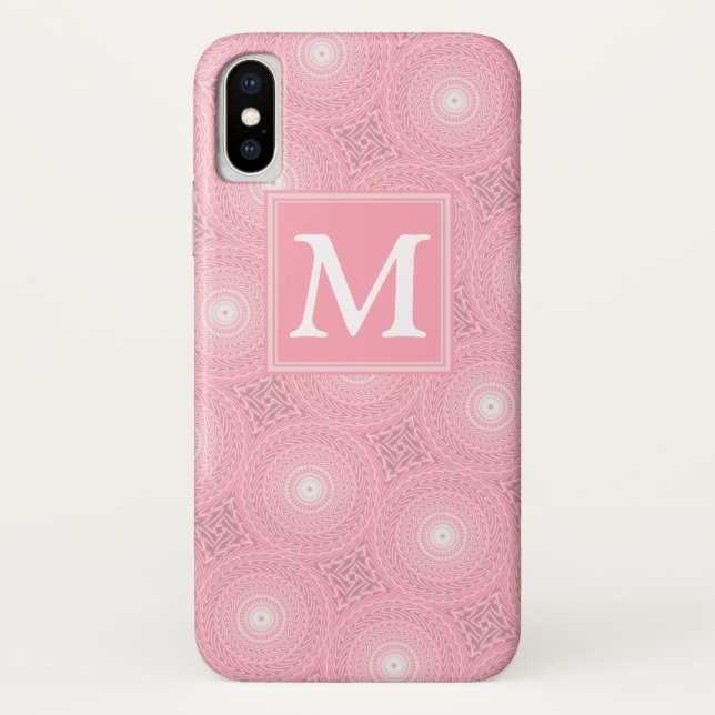 Coques Case-Mate iPhone Monogramme rose cercles motif (Dos)