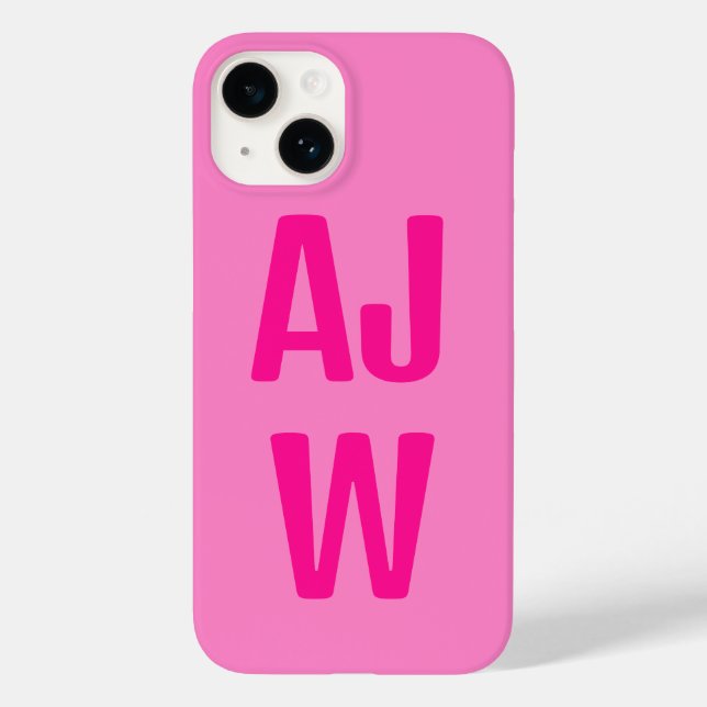 Coques Case-Mate iPhone Monogramme rose chaud élégant (Verso)