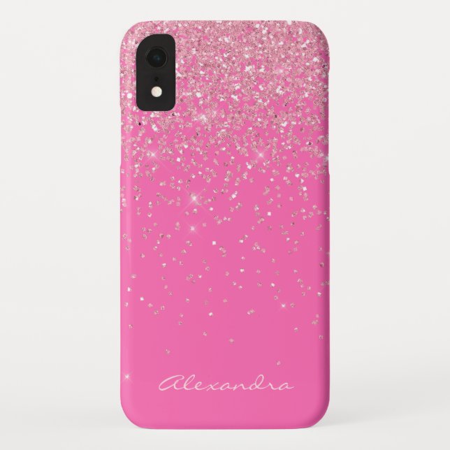 Coques Case-Mate iPhone Monogramme rose chaud et étincelle de Parties scin (Dos)
