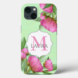 Case-Mate iPhone Case Monogramme rose Custom Floral Peonies botaniques