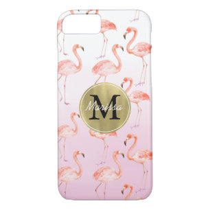 Coques Pour iPhone Monogramme rose de Flamants roses