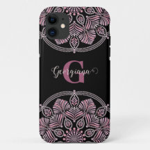 Monogramme Rose Dusky Fronds Floral Dot Mandala
