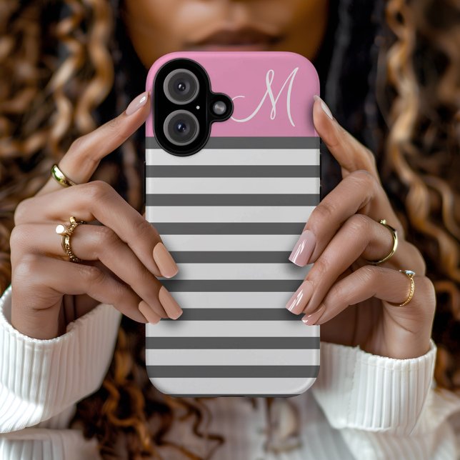 Coques Case-Mate iPhone Monogramme rose et charbonnier (Créateur téléchargé)