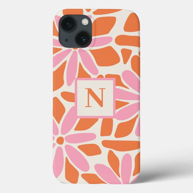 Coques Case-Mate iPhone Monogramme rose et orange (Verso)