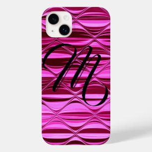 Coque Pour iPhone 14 Plus Monogramme rose foncé brillant onces satinées