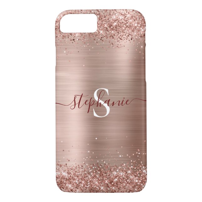 Coques Case-Mate iPhone Monogramme Rose Gold Faux-Parties scintillant Girl (Dos)
