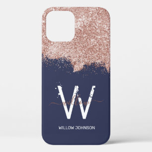 Case-Mate iPhone Case Monogramme rose Gold Navy Blue Girly Dust