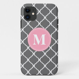 Coque Case-Mate Pour iPhone Monogramme rose gris marocain