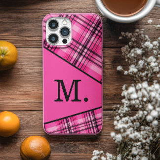 Coques iPhone 16 Pro Max Monogramme rose moderne