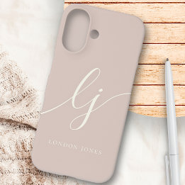 Coque Pour iPhone 16 Monogramme Rose Moderne Minimaliste Élégant