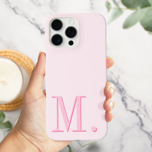 Coques iPhone 16 Pro Max Monogramme rose moderne minimaliste initial