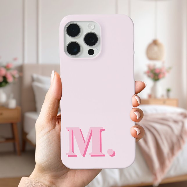 Coques Case-Mate iPhone Monogramme rose moderne minimaliste initial (Créateur téléchargé)