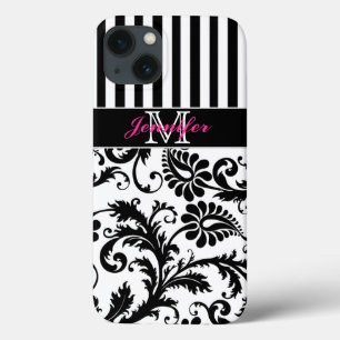 Case-Mate iPhone Case Monogramme rose noir blanc rayé Damas iPad Air