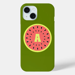 Coque Pour iPhone 15 "Monogramme" rose pastèque