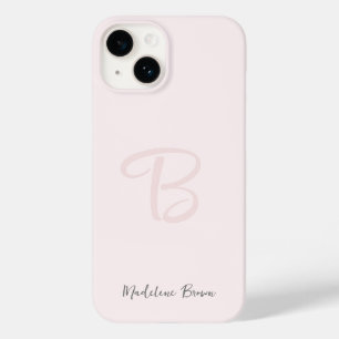 Coque Pour iPhone 14 Monogramme rose rose rose moderne minimaliste fémi