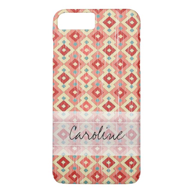 Coques Case-Mate iPhone Monogramme rose rouge Geo Tribal Ikat Diamond Moti (Dos)