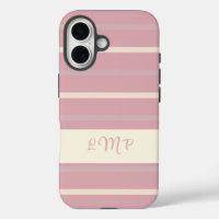 Monogramme rose vierge et Motif en bande de crème