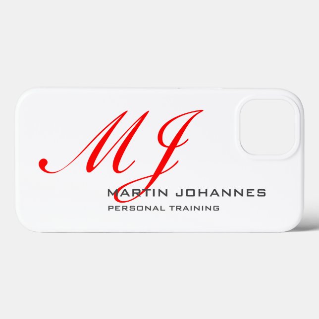 Coques Case-Mate iPhone Monogramme rouge blanc Gris personnel formateur mo (Verso (horizontal))