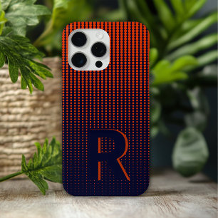 Coque iPhone 15 Pro Max Monogramme Rouge Demi-teinte Moderne Initiale Pers