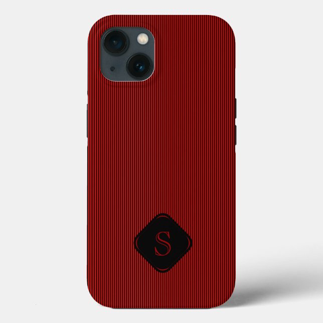 Coques Case-Mate iPhone Monogramme rouge et noir de fines bandes verticale (Verso)