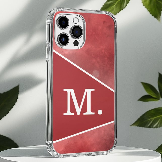 Coques Case-Mate iPhone Monogramme rouge moderne (Créateur téléchargé)