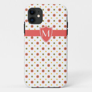 Coques Pour iPhone Monogramme rouge sur Polkas blanc iPhone 5 Xtreme