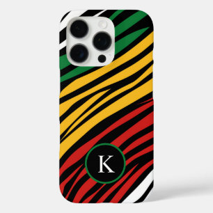 Coques iPhone 16 Pro Monogramme rouge vert jaune noir Mois de l'histoir
