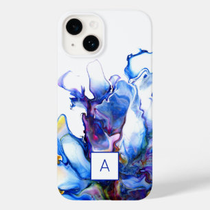 Coque Pour iPhone 14 Monogramme Royal Bleu Abstrait Bleu
