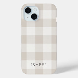 Coque Pour iPhone 15 Monogramme Russe Beige Buffalo Check