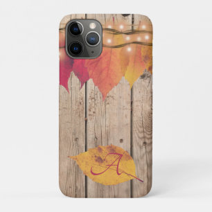 Case-Mate iPhone Case Monogramme rustique Feuilles d'automne initiales L