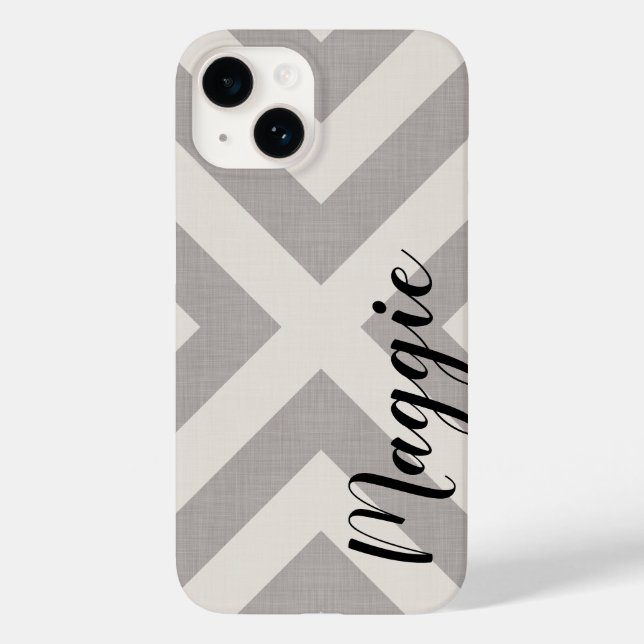 Coques Case-Mate iPhone Monogramme rustique gris X Chevron (Verso)