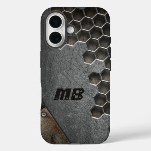 Coque Pour iPhone 16 Monogramme Rustique Grunge Masculin Personnalisé