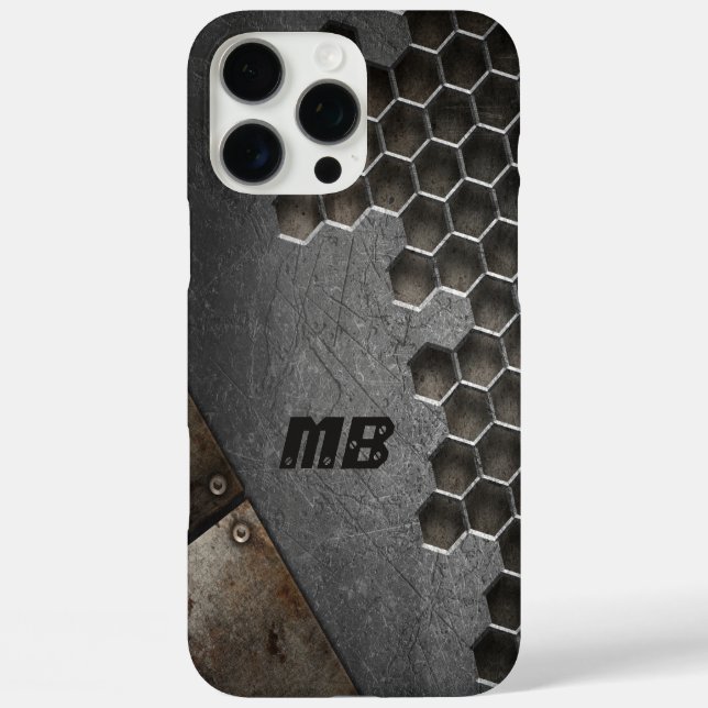 Coques Case-Mate iPhone Monogramme Rustique Grunge Masculine Personnalisé (Verso)