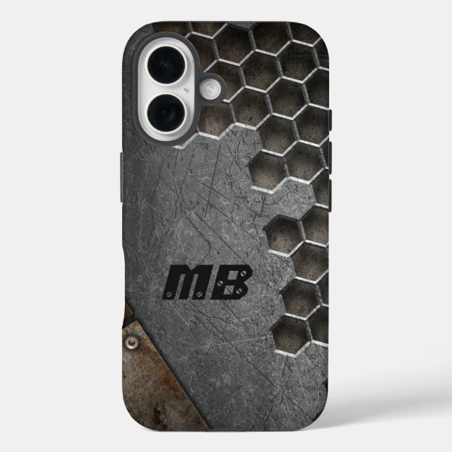 Coques Case-Mate iPhone Monogramme Rustique Grunge Masculine Personnalisé (Verso)