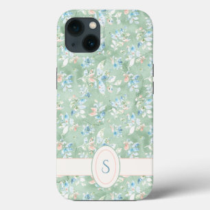 Case-Mate iPhone Case Monogramme Rustique rose Sage Vert Aquarelle Flora