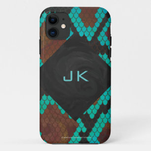 Coque Case-Mate Pour iPhone Monogramme serpent impression Brown et Turquoise